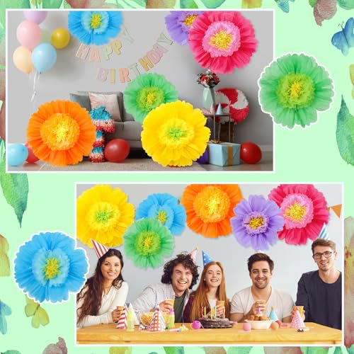 Giegxin 6 Pcs 31.5", 24" Colorful Giant Paper Flower Mexican Large Tissue Paper Flower for Wall Big Fiesta Crepe Floral De...