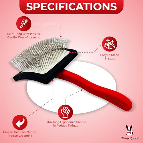 Warren London FurBreeze Pro Max Doodle Brush for Dogs – 4" x 3" Grooming Brush for Long & Thick Coats – Removes Mats & Tan...