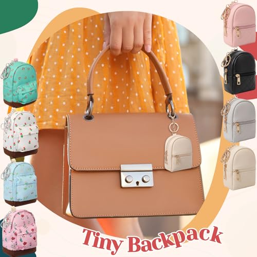 Hsei 8 Pcs Mini Backpack Keychain Coin Purse Tiny Key Chain Cute Cosmetic Bag Small Wallets Mini Valentines Gifts for Wome...