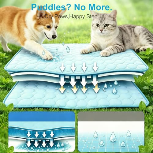 Dog Cooling Mat 22"x28" Q-Max>0.4, Absorbent & Pressure-Activated Self-Cooling, Non-Slip Scratch Resistant, Washable Cooli...