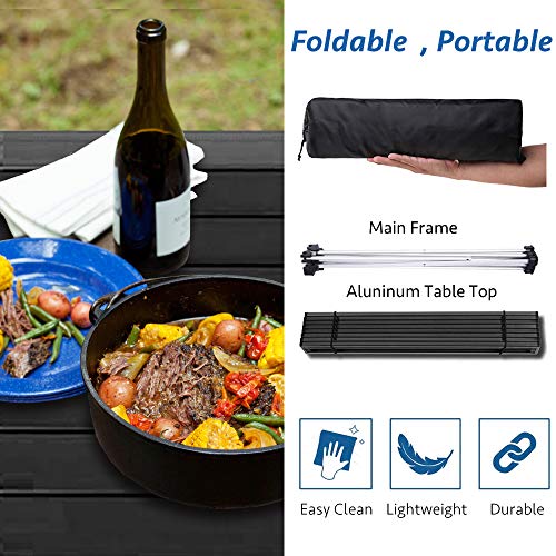 Grope Portable Camping Table with Aluminum Table Top, Folding Beach Table Easy to Carry, Prefect for Outdoor, Picnic, BBQ,...
