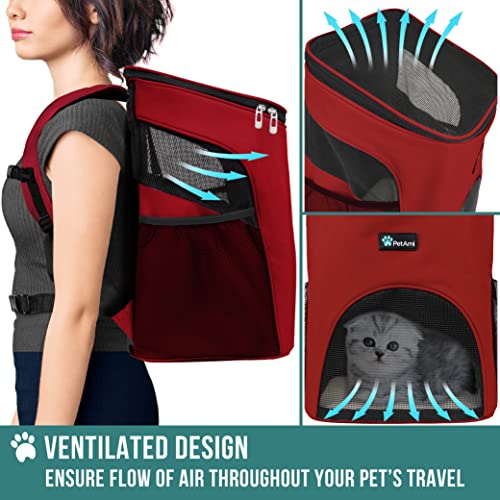 PetAmi Small Dogs and Cat Backpack Carrier, Airline Approved Pet Backpack Carrier, Ventilated, Safety Strap, Buckle Suppor...