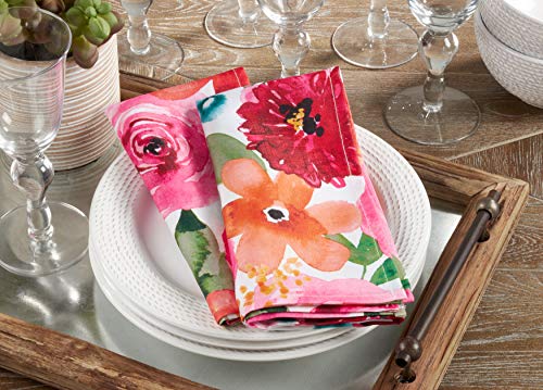 SARO LIFESTYLE Santa Monica Floral Table Napkin (Set of 12), Multi, 20"