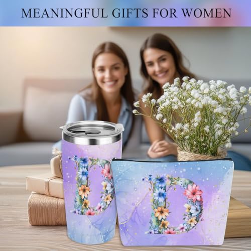 Personalized Gifts Monogrammed Birthday Gifts for Women, Boss Teacher Appreciation Christmas Initial 20 oz Tumbler, Makeup...
