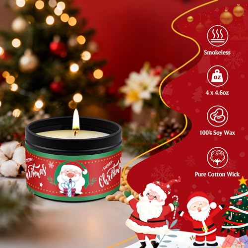 Christmas Candles - 4 x 4.6oz Scented Candles Gifts for Women Set, Natural Holiday Candle for Home Scented, Long Burning A...