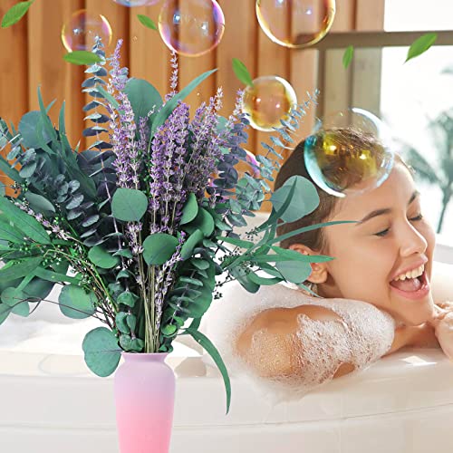 52 PCS Mix Dried Eucalyptus & Lavender Flowers Bundles for Shower, 17'' Natural Real Hanging Silver Dollar Eucalyptus Leav...