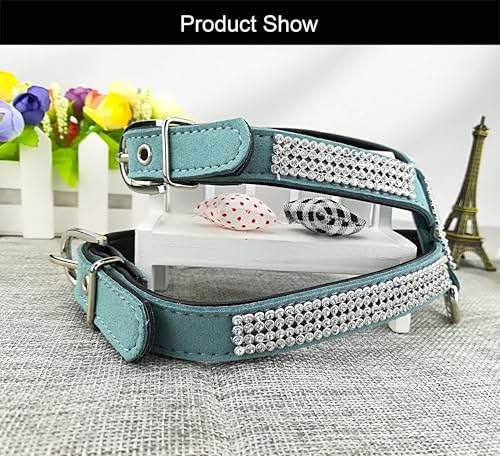 Newtensina Fashion Puppy Harness with Diamantes and Lead Cute Girl Bling Dog Harness with Bling Leash for Small Dogs - Blu...