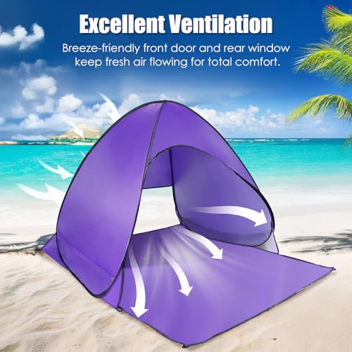 Pop Up Beach Tent, Sun Shelter for 2-3 Person, Sun Shelter with UPF 50+ & Lightweight, Portable Beach Tent Easy Pop Up for...