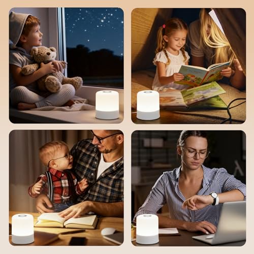Cravonel Portable Baby Night Light, 3 Color Egg Lights for Nursery, 2400mAh, Small Rechargeable LED Lamp, Dimmable Touch N...