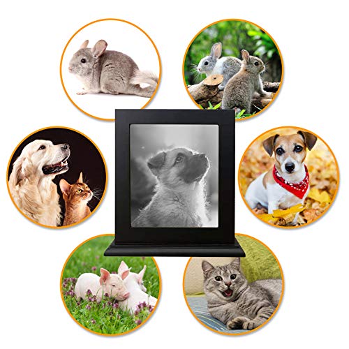 Pet Wood Memorial Urn for Ashes,Photo Frame Keepsake Box for Cats Dogs,Funerary Caskets Supplies Burly Wood Cremation Urns...