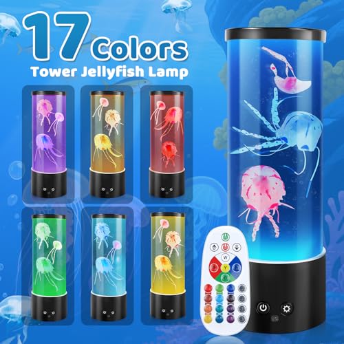 Terigol-X Jellyfish Lamp, Mothers Day Gifts, Jellyfish Tank Mood Light, Table Lamp for Home Decor, Relaxation and Sleep, J...