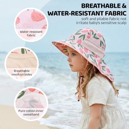 MA COWCF Baby Sun Hat with Neck Flap UPF 50+ Sun Protection Kids Summer Hat Outdoor Toddler Beach Hat 0-6 Years Boys Girls