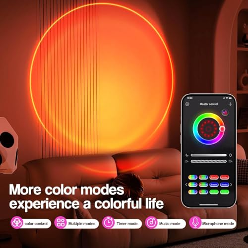 LEKEONE Sunset Lamp Projection, Sunset Night Light Rainbow Projector 180° 16 Color Changing 4 Modes, Vlog, Photography, De...