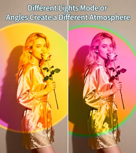 AIHYING Sunset Lamp Projector,Multicolor Changing Night Light 360 Degree Rotation Rainbow Led Sun Lamp for Photography Bac...