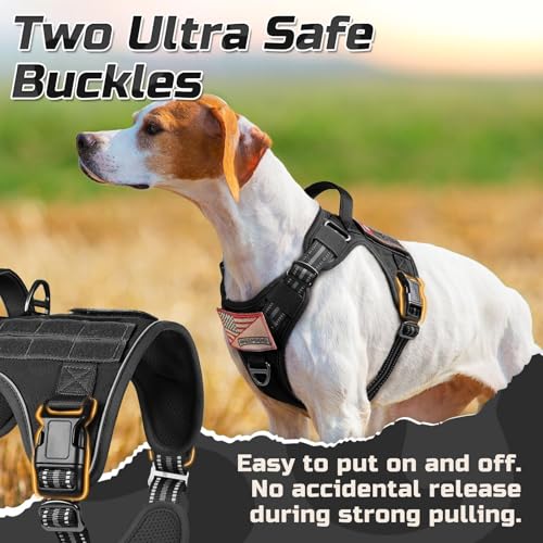 rabbitgoo Tactical Dog Harness for Large Dogs, No Pull Military Service Vest with Handle & Molle, Easy Control for Trainin...