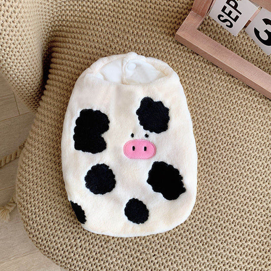 Pet Dog Clothes Autumn Outfit Cute Cow-print Vest Cotton-padded Coat