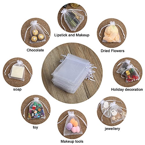 Hopttreely White Sheer Organza Gift Bags, 4x4.72 Pouches Candy Jewelry Wedding Party Favor Present Bags Wrapping Supplies ...