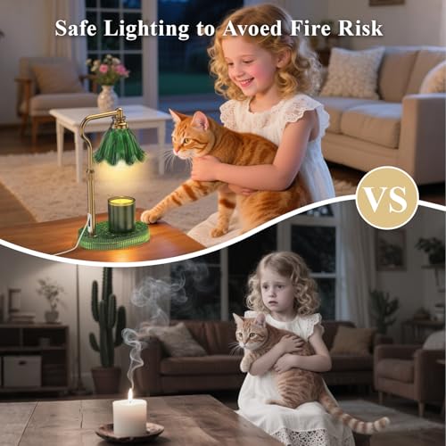 WYghyronic Candle Warmer Lamp with Adjustable Height - Flameless 4-Level Dimmable Wax Warmer, Timer Function & Stylish Des...