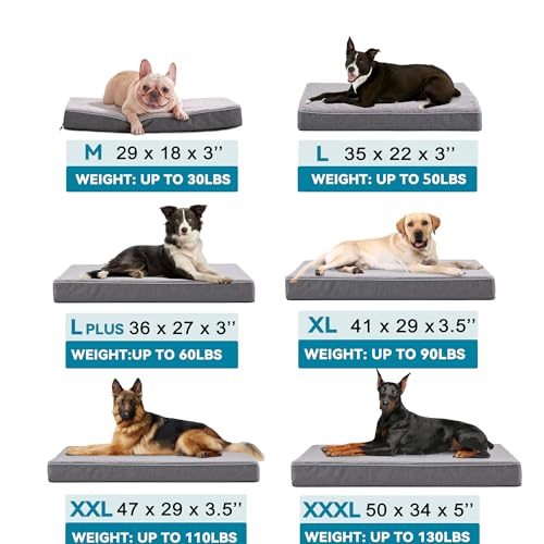 WATANIYA PET Cooling Dog Beds for Large Dogs, Memory Foam Large Sized Dog Bed, Washable Orthopedic Dog Bed for Crate with ...