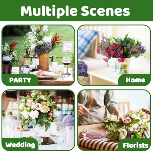 12 Pcs Mini Floral Foam Holder,Round Floral Foam with Green Floral Wire and Ribbon,Green Floral Foam Floral Arrangement Su...