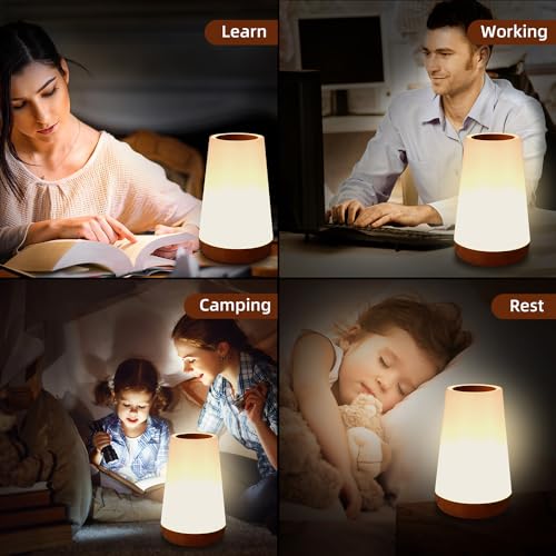 Luxxflour Night Light Lamp, Dimmable Touch Lamp for Bedroom, Portable Table Bedside Lamp, 5 Brightness & 13 RGB Colors, Ni...