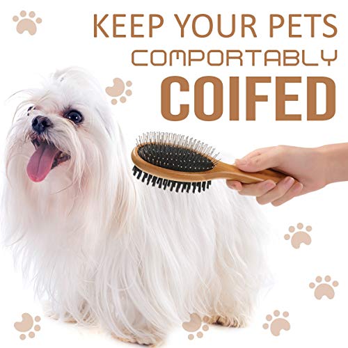 KylePet Dog Brush, Double Sided Pet Slicker Brush with Bamboo Handle for Dogs and Cats Long Hair Pets Grooming Comb for Re...