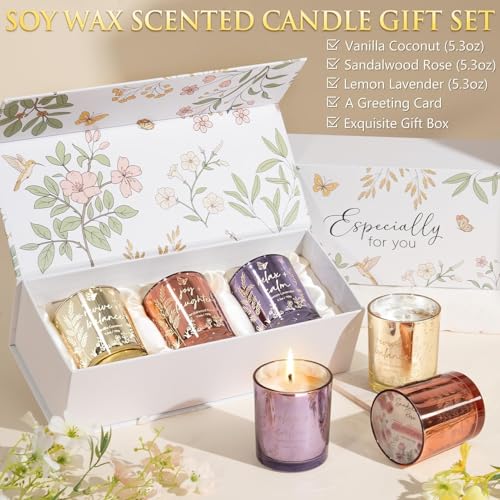 Scented Candles for Women, 3 Pack Candle Set Soy Candles for Home Scented Holiday Votive Candle Gifts Set, Easter Mothers ...