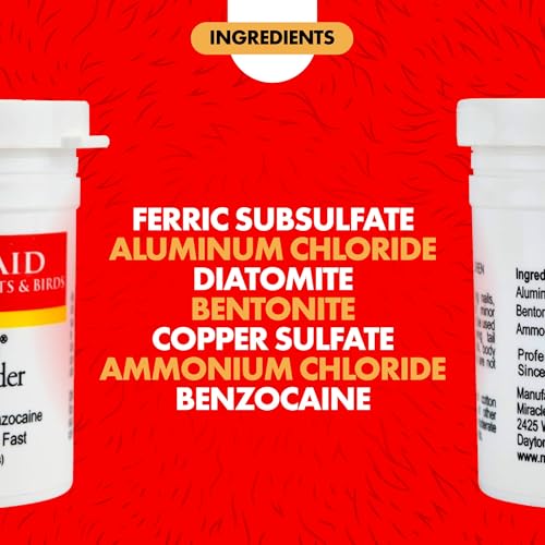 Miracle Care Kwik Stop Styptic Powder for Dogs, Cats and Birds, 0.5 Ounce, Fast Acting Blood Stop Powder with Pain Relievi...