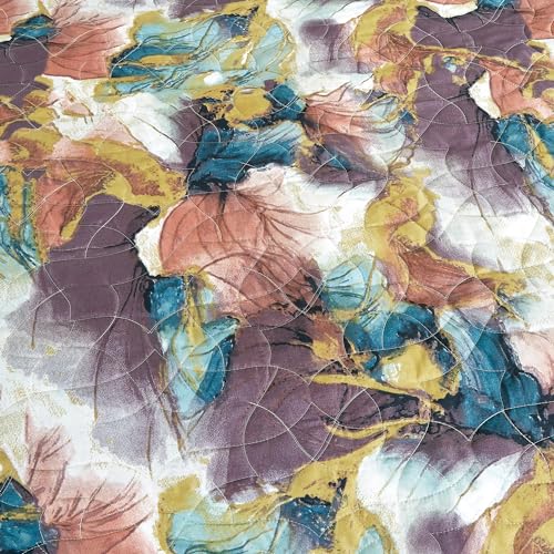 Chezmoi Collection Passion 3-Piece Floral Quilt Set Queen - Multicolor Purple Red Blue White Gray Yellow Waterbrush Printe...