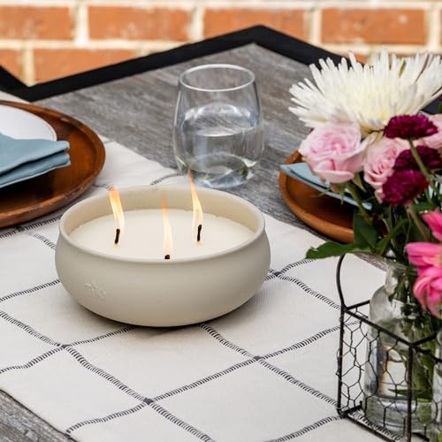 TIKI Citronella Candle 2-Pack – 7-Inch White Wax Bowl with Concrete Finish – Outdoor Decorative Candles for Patio, Deck, G...
