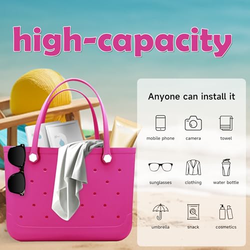 CXY Rubber Beach Bag, Waterproof Travel Tote bag for Women Outdoor Summer Beach Tote Washable Bag Open Handbag for Daily