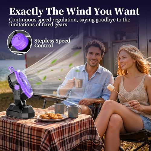 AJVV Camping Fan with Light, Remote and Oscillation, Battery Powered Hanging Tent Fan, Rechargeable Portable for Camp, Out...