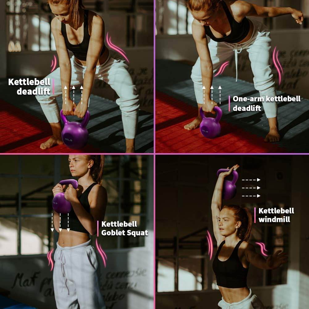 15lbs Kettlebell Set, Strength Training Kettlebells Weight Set For Women, Vinyl Coated Kettle Bell For Home Gym Workout Weight Lifting Equipment, Comfortable Grip Wide Handle Weights