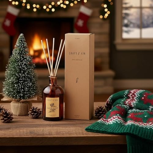 Craft & Kin Lily & Jasmine Diffuser Reed Diffuser | All Natural Essential Oil & 8 Rattan Scent Sticks | Reed Diffusers for...