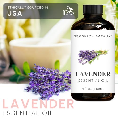 Brooklyn Botany Lavender Essential Oil - Huge 4 Fl Oz - 100% Pure and Natural - Premium Grade with Dropper - for Aromather...