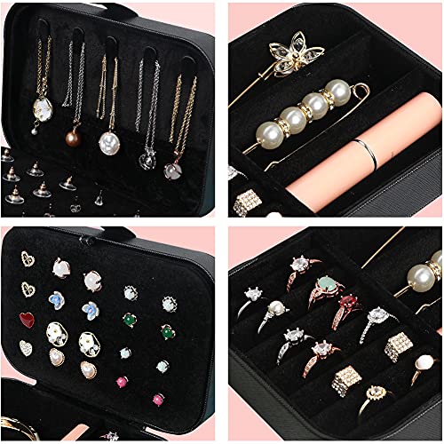 Travel Jewelry Box, Small Jewelry Organizer Boxes for Women Girls, 2 Layer Travel Jewlery Case, PU Leather Mini Portable J...