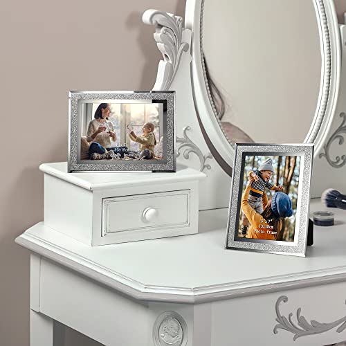 Calenzana 5x7 Picture Frame Sparkle Glass Photo Frames for Tabletop, Set of 2