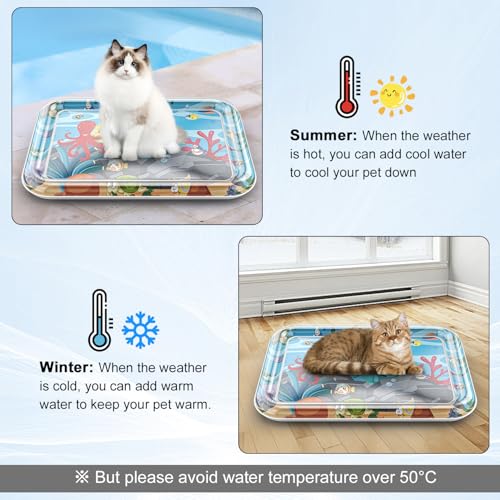 Baoyemes Marine Life Themed Cat Play Mat, Thickened Water Sensor Play Mat for Cats, Water Sensor Play Mat with Fish, Pet W...