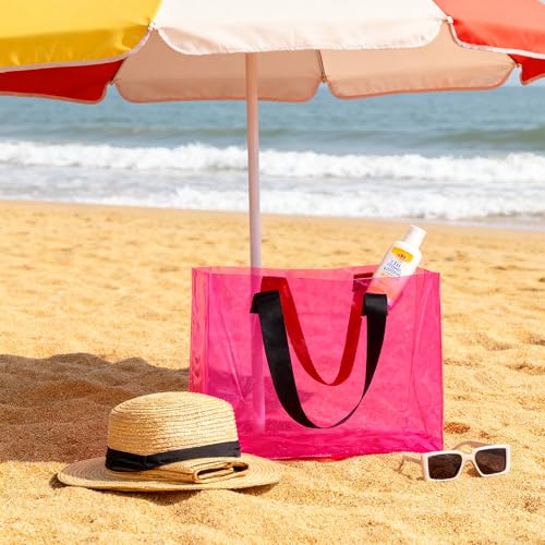 TotePrint Holographic PVC Beach Bag Waterproof - 18×13×6inch Large Clear Tote for Women Men Pool Travel Sandproof Carry All
