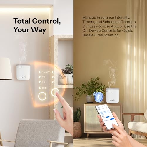 Air Lux Diffuser, Plug-in Waterless Diffuser for Essential Oil, Smart Bluetooth App Control, Covers Up to 500 sqft 60ml Ca...
