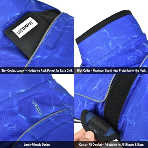LUCOLOVE Dog Cooling Vest with Ice Pack – 2-Layer Evaporative Cooling Jacket with High Collar, UV Protection & Size-Matche...