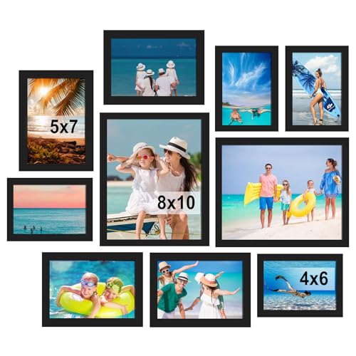 BESCRCL 10 Pack Picture Frames Collage Wall Decor, Gallery Wall Frame Set for Tabletop or Wall Mounting Display, Multi Siz...
