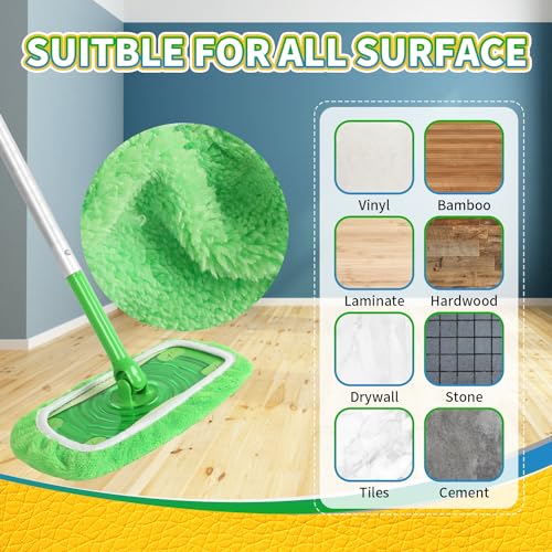AmaVins Reusable 100% Coral Fleece Mop Pads Compatible with Swiffer Sweeper, 3 Pack Wet and Dry Flat mop Cover, Washable W...