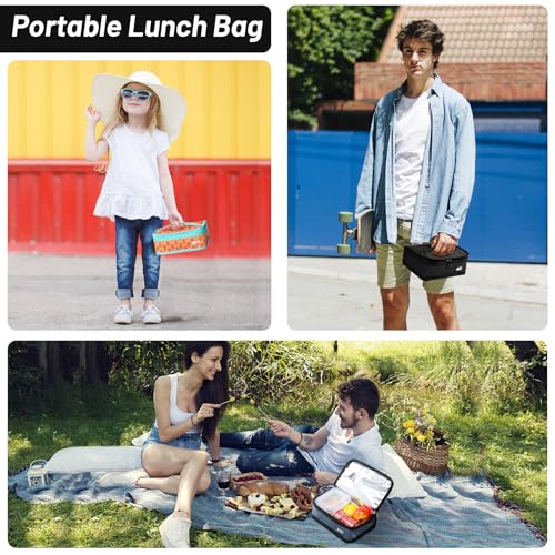 MIER Small Lunch Bag for Kids & Adults Compact Insulated Lunch Box Portable Thermal Mini Cooler for Work School Travel, Bl...