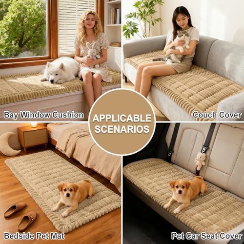hyha Couch Covers for Dogs Washable, Non Slip Plush Dog Sofa Protectors, Fuzzy Pet Couch Covers for 3 Cushion Sofa Pet Fri...