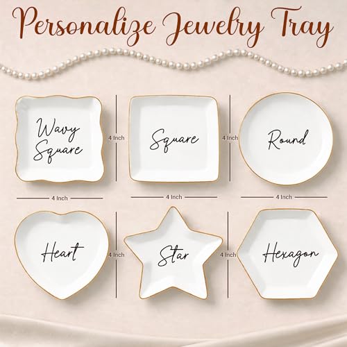 Personalized Birth Month Flower Trinket Tray for Women, Custom Jewelry Dish Birthday gifts for Women, Customized Birth Mon...