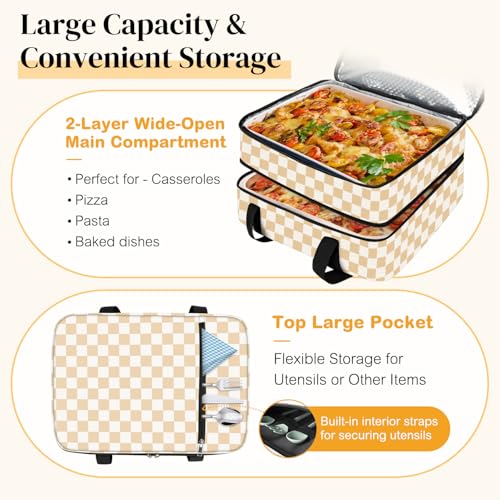 Coobiiya Insulated Casserole Carrier,Lasagna Lugger Tote Keeps Food Hot or Cold,Thermal Lunch Bag Warmer & Cooler Carrier ...