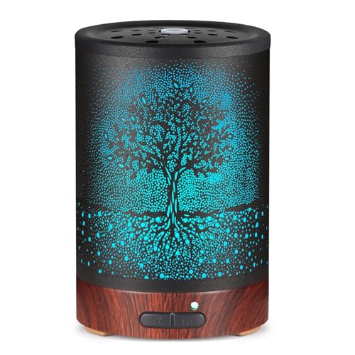 Essential Oil Diffuser- Aromatherapy Diffuser with7 Colors Light and Auto-Off for Women Metal Cool Mist Humidifier for Hom...