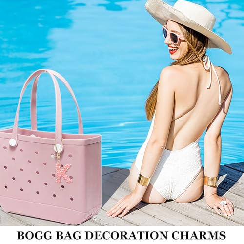 BOAJUNWU Bogg Bag Accessories,Bogg Bag Charms Keychain for Women Girls,Letter Charms for Beach Bitty Bogg Handbags Tote Bags