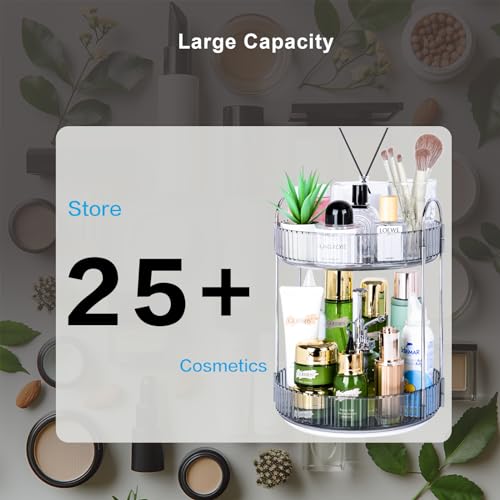 Niluks 360 Rotating Makeup Organizer, 2 Tier Lazy Susan Bathroom Counter Organizer, Skincare Organizers, Spinning Perfume ...